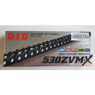 DID 530 ZVM-X Schwarz/Weiß, Kette mit Nietschloss, super verstärkt