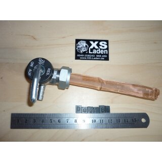Benzinhahn links für Alutank, Anschlußgewinde M20x1.00