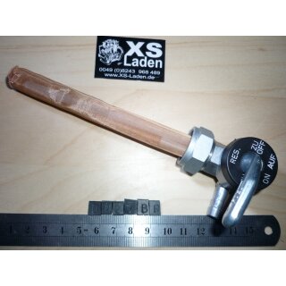 Benzinhahn rechts für Alutank, Anschlußgewinde M20x1.00