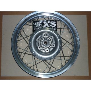 Hinterrad komplett, Alufelge (Flachschulter) 4.25x18, mit Edelstahlspeichen, neu auf angelieferte Kundennabe montiert