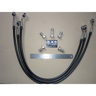 Spiegler Bremsleitungskit, schwarz ummantelt mit verchromten Anschlüssen für  Höchstlenker