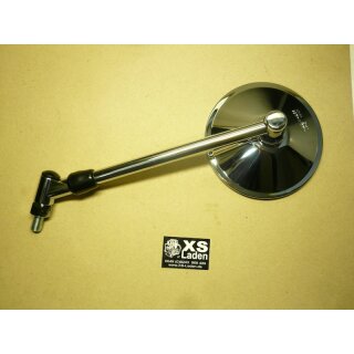 Spiegel rund rechts oder links (115mm) Rechtsgewinde, chrom, Ausleger 21 cm, bei Montage rechts Adapter XS-B230b1 nötig