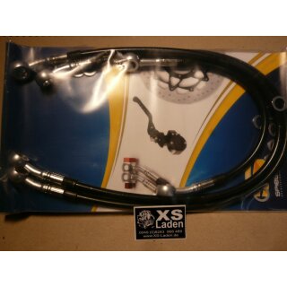 Bremsleitungskit Spiegler, schwarz ummantelt für XS 650 ab ´77 mit Stummellenker, Länge vom Hauptbremszylinder zum Verteiler 28cm